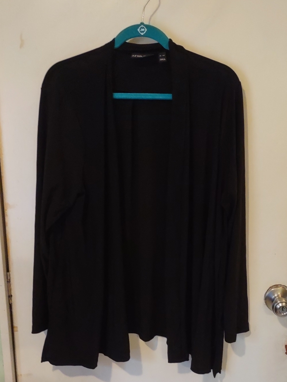 Attitudes by Renee Black Open-Front Drape Cardigan Jacket